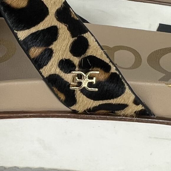 Sam Edelman Platform Sandal Women Sz 7.5 Ariele Leopard Print Calf Hair Leather - Picture 4 of 11